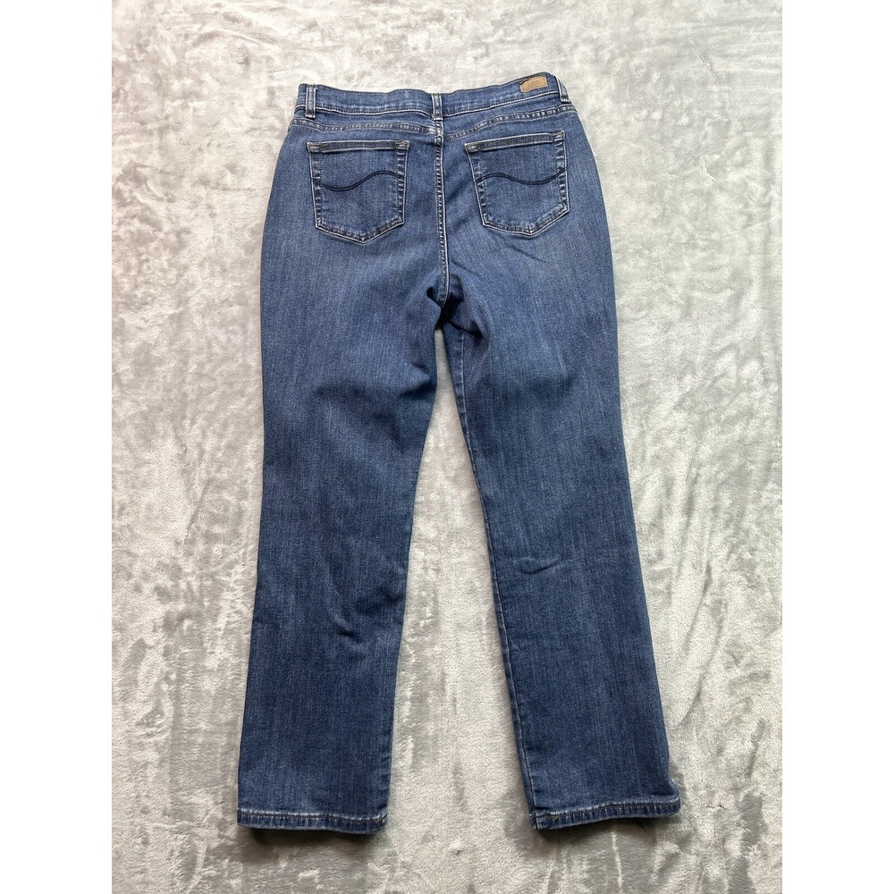 Lee Petites Womens Sz 12P Jeans Blue Relaxed Straight Leg Mid Rise Stretch Pants - Picture 8 of 10